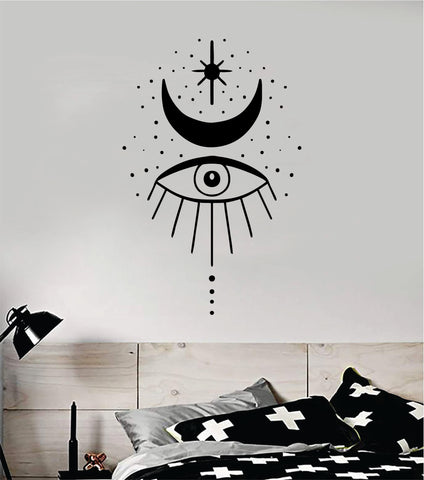 Moon Eye V2 Decal Sticker Wall Vinyl Art Wall Bedroom Room Home Decor Teen Inspirational Yoga Zen Meditate Namaste Tattoo Boho All Seeing