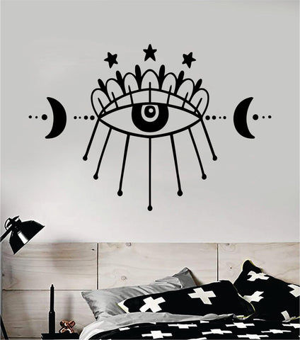 Moon Eye V3 Decal Sticker Wall Vinyl Art Wall Bedroom Room Home Decor Teen Inspirational Yoga Zen Meditate Namaste Tattoo Boho All Seeing