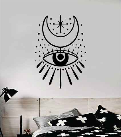 Moon Eye V1 Decal Sticker Wall Vinyl Art Wall Bedroom Room Home Decor Teen Inspirational Yoga Zen Meditate Namaste Tattoo Boho All Seeing