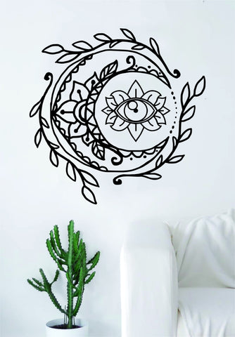 Moon Eye Wall Decal Sticker Room Art Vinyl Yoga Namaste Lotus Flower Mandala Nature Boho Outer Space