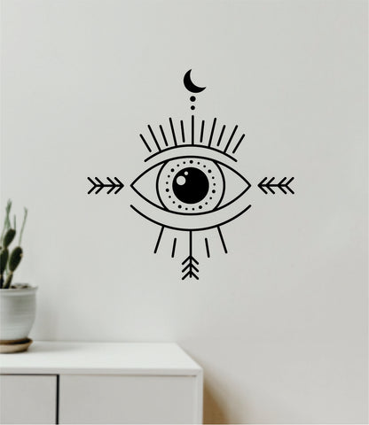 Moon Eye V4 Decal Sticker Wall Vinyl Art Wall Bedroom Room Home Decor Teen Inspirational Girls Yoga Zen Meditate Namaste Tattoo Boho All Seeing
