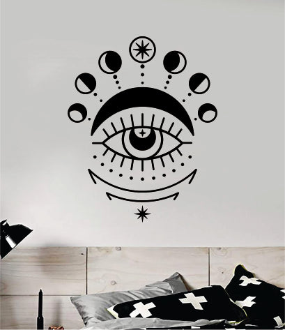 Moon Eye V7 Wall Decal Sticker Vinyl Art Bedroom Room Home Decor Teen Inspirational Girls Yoga Zen Meditate Namaste Tattoo Boho All Seeing