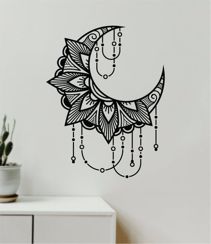 Moon Mandala V4 Art Wall Decal Sticker Vinyl Room Bedroom Decor Teen Geometric Dreamcatcher Boho Tattoo Flowers Girls Yoga Adventure