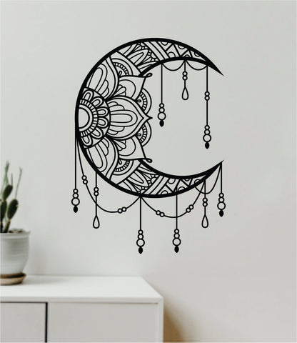 Moon Mandala V5 Art Wall Decal Sticker Vinyl Room Bedroom Decor Teen Geometric Dreamcatcher Boho Tattoo Flowers Girls Yoga Adventure