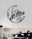 Moon Mountains V3 Wall Decal Sticker Bedroom Room Art Vinyl Beautiful Inspirational Travel Adventure Wanderlust Teen Kids Baby Nursery Trees Stars Moon Wolf