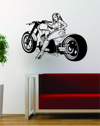 Motorcycle Pin Up Girl Design Decal Sticker Wall Vinyl Art Decor Home
