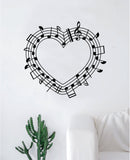 Music Notes Heart V2 Wall Decal Home Decor Sticker Vinyl Art Room Bedroom School Kids Teen Musical Instrument Piano Guitar
