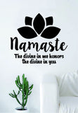 Namaste The Divine Lotus Flower Quote Decal Sticker Wall Vinyl Art Decor Namaste Yoga Mandala Om Meditate Zen Buddha