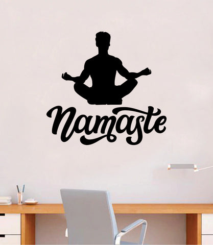 Namaste Yoga Quote Decal Sticker Wall Vinyl Art Decor Room Teen Kids Om Meditate Zen Buddha Relax Breathe