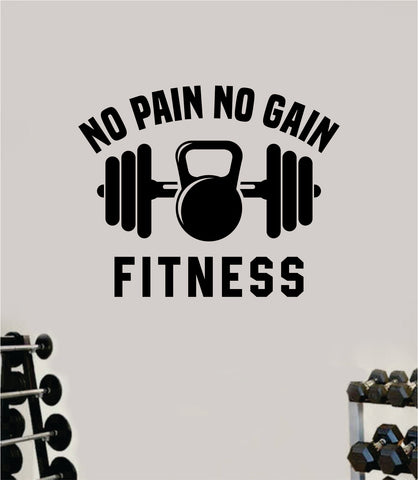 No Pain No Gain Fitness Gym Wall Decal Home Decor Bedroom Room Vinyl Sticker Art Teen Work Out Quote Beast Lift Strong Inspirational Motivational Health School