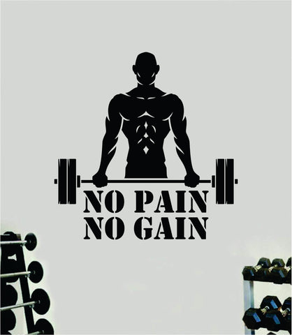 No Pain No Gain V10 Quote Wall Decal Sticker Vinyl Art Home Decor Bedroom Boy Girl Inspirational Motivational Men Gym Fitness Health Exercise Lift Beast