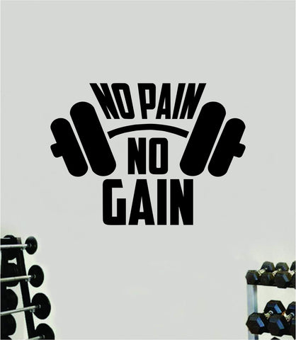 No Pain No Gain V8 Wall Decal Sticker Vinyl Art Wall Bedroom Room Home Decor Inspirational Motivational Sports Gym Fitness Health Running Weights Beast