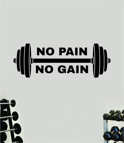 No Pain No Gain V9 Quote Wall Decal Sticker Vinyl Art Decor Bedroom Room Boy Girl Inspirational Motivational Gym Fitness Health Exercise Lift Beast Workout