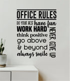 Office Rules Wall Decal Decor Art Sticker Vinyl Room Bedroom Teen Kids School Job Business Work Hard Motivational Inspirational