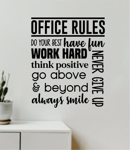 Office Rules Wall Decal Decor Art Sticker Vinyl Room Bedroom Teen Kids ...