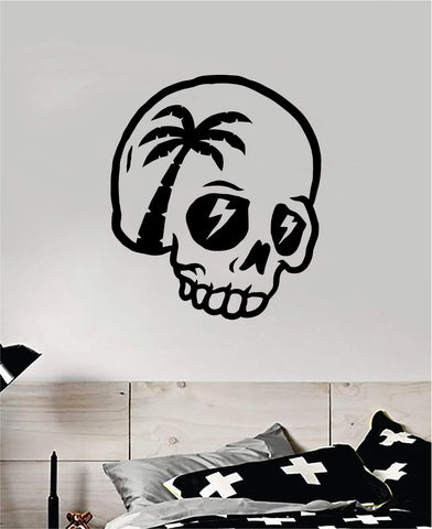 Palm Tree Skull Art Wall Decal Sticker Vinyl Room Bedroom Home Decor Teen Day of the Dead Zombie Sugarskull Beach Tattoo