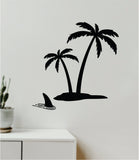 Palm Trees Shark Wall Decal Home Decor Sticker Art Vinyl Bedroom Boys Girls Teen Baby Nursery Nature Beach Ocean Adventure