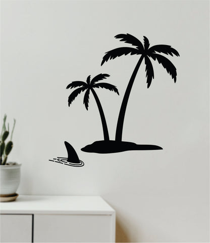 Palm Trees Shark Wall Decal Home Decor Sticker Art Vinyl Bedroom Boys Girls Teen Baby Nursery Nature Beach Ocean Adventure