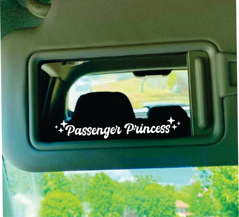 Passenger Princess V2 Car Decal Truck Window Windshield JDM Bumper Sticker Vinyl Lettering Quote Girls Funny Mom Milf Beauty Make Up Selfie Mirror Boyfriend Girlfriend
