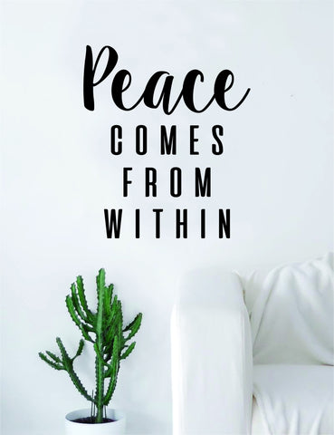 Peace Comes From Within Quote Decal Sticker Wall Vinyl Art Decor Home Buddha Inspirational Yoga Zen Meditate Lotus Flower