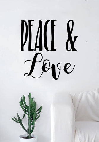 Peace and Love Wall Decal Sticker Home Decor Vinyl Art Bedroom Teen Inspirational Quote Girls Cute Happy School Nursery Baby Kids
