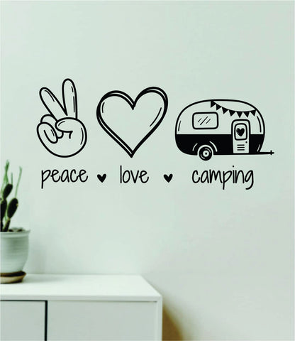 Peace Love Camping Wall Decal Home Decor Vinyl Sticker Art Bedroom Room Girls Boys Teen Baby Nursery RV Travel Adventure Wanderlust