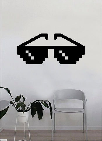 Pixel Sunglasses Decal Sticker Wall Vinyl Art Wall Bedroom Room Home Decor Inspirational Teen Kids Funny Meme Thug Life Gamer Game