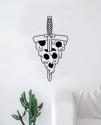 Pizza Dagger Decal Sticker Wall Vinyl Art Wall Bedroom Room Home Decor Teen Tattoo Food Funny