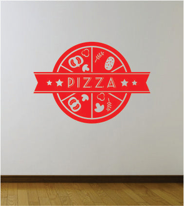 Pizza Logo V2 Wall Decal Sticker Bedroom Room Art Vinyl Home Decor Teen Food Business Kitchen Chef