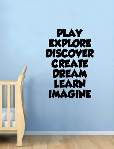 Play Explore Discover Quote Wall Decal Sticker Decor Vinyl Art Bedroom Baby Kids Children School Nursery Playroom