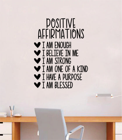 Positive Affirmations V2 Quote Wall Decal Sticker Bedroom Room Art Vinyl Inspirational Motivational Kids Teen Baby Nursery School Girls Love