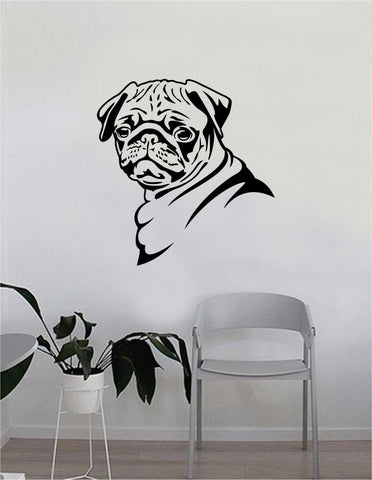 Pug v2 Dog Decal Sticker Wall Vinyl Art Home Living Room Bedroom Decor Teen Doggy Puppy Vet Adopt Shelter