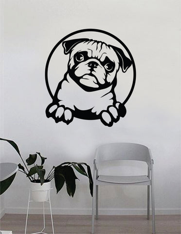 Pug v2 Dog Decal Sticker Wall Vinyl Art Home Living Room Bedroom Decor Teen Doggy Puppy Vet Adopt Shelter