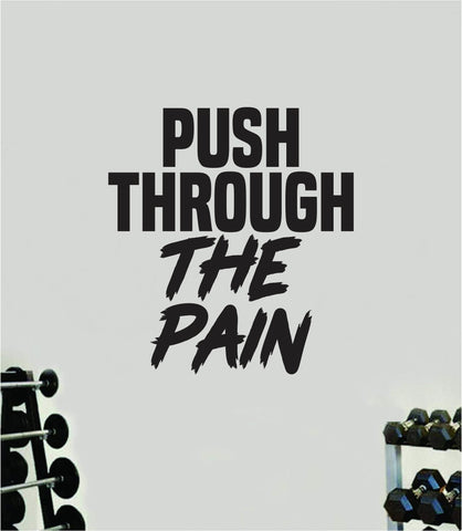 Push Through The Pain Quote Wall Decal Sticker Vinyl Art Home Decor Bedroom Boy Girl Inspirational Motivational Gym Fitness Health Exercise Lift Beast