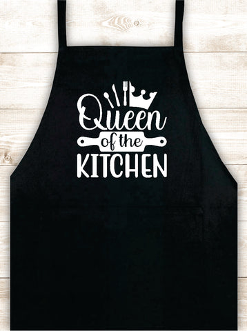 Queen of the Kitchen Apron Heat Press Vinyl Bbq Barbeque Cook Grill Chef Bake Food Kitchen Funny Gift Men Women Dad Mom Family Cookout