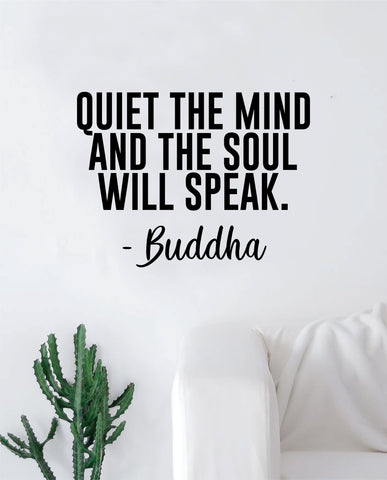 Buddha Quiet the Mind v2 Quote Decal Sticker Wall Vinyl Art Decor Bedroom Living Room Namaste Yoga Mandala Om Meditate Zen Lotus Inspirational Soul Love Peace