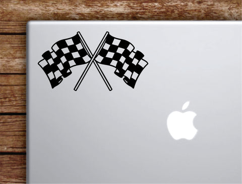 Racing Flags V2 Laptop Wall Decal Sticker Vinyl Art Quote Macbook Decor Car Window Truck Kids Baby Teen Inspirational Girls Boys Race Car Dirtbike