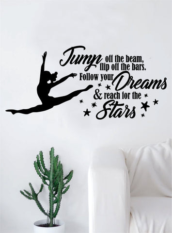 Reach for the Stars Quote Decal Sticker Bedroom Living Room Wall Vinyl Art Home Decor Teen Nursery Girls Dance Ballet Leap Gym Gymnist Gymnastics