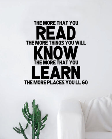 Read Know Learn Decal Sticker Wall Vinyl Art Wall Bedroom Room Home Decor Motivational Inspirational Kids Baby Nursery Dr Seuss