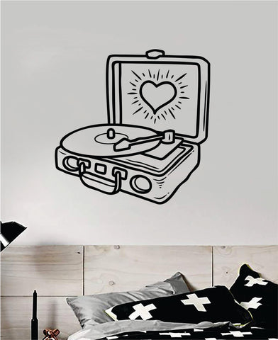 Record Player Wall Decal Home Decor Vinyl Sticker Art Bedroom Room Teen Kids Baby Girls Music Cute Song Vintage