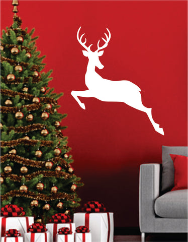 Reindeer Silhouette Quote Wall Decal Sticker Bedroom Living Room Art Vinyl Beautiful Inspirational Decor Christmas Xmas Tree Joy Santa Decoration Holidays
