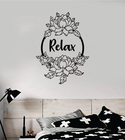 Relax Lotus Flowers Quote Wall Decal Sticker Vinyl Art Decor Bedroom Namaste Yoga Om Meditate Zen Buddha Teen Kids Baby