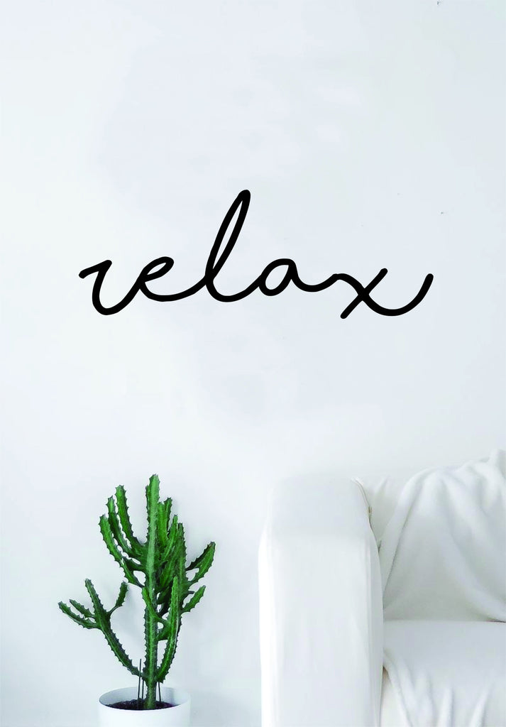 Relax In Cursive Relax Cursive Quote Wall Decal Sticker Bedroom Living Room Art Vinyl B ...