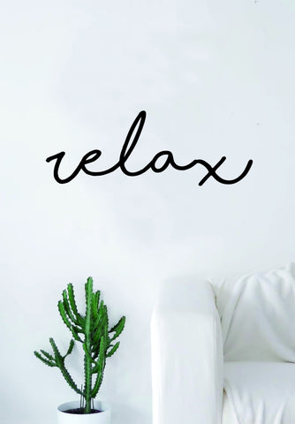 Relax Cursive Quote Wall Decal Sticker Bedroom Living Room Art Vinyl Beautiful Yoga Meditate