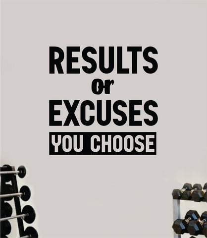Results or Excuses Quote Wall Decal Sticker Vinyl Art Decor Bedroom Room Boy Girl Inspirational Motivational Gym Fitness Health Exercise Lift Beast