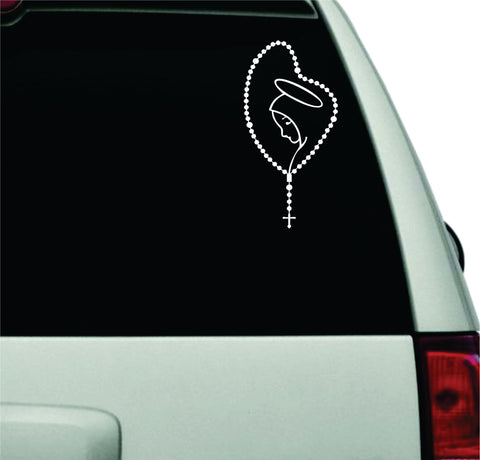 Rosary Wall Decal Car Truck Window Windshield JDM Sticker Vinyl Lettering Racing Quote Boy Girls Baby Kids Funny Mom Religious Virgin Mary Jesus Blessed