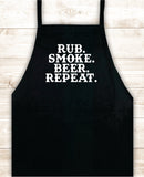 Rub Smoke Beer Repeat Apron Heat Press Vinyl Bbq Barbeque Cook Grill Chef Bake Food Funny Gift Men Kitchen