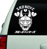 Sad Boyz Hannya Mask Speedhunter Broken Heart Japanese Wall Decal Car Truck Window Windshield JDM Sticker Vinyl Lettering Quote Drift Boy Girl Funny Sadboyz Racing Men Club Oni Mask