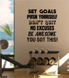 Set Goals Push Yourself Gym Fitness Quote Design Decal Sticker Wall Vinyl Art Decor Home Inspirational