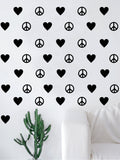 Set of 24 Hearts and 24 Peace Signs Pattern Decal Sticker Wall Vinyl Art Home Decor Teen Love